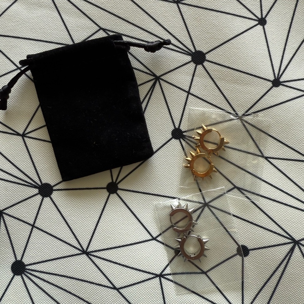 Gold and Silver Spiked Earrings NWOT Bundle of 2 pairs